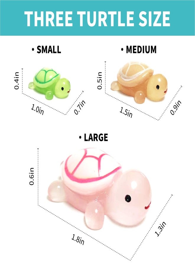 cntjv 30 Pcs Mixed Mini Resin Turtles Figurines to Hide Glow in The Dark Plastic Sea Turtle Toys Bulk Tiny Ocean Animals Figures for Miniature Dollhouse Accessories Garden Decor Small Medium Large 10 Colors - Image 2